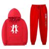 Mens Winter Warm Hooded Sweatshirt Pants Set Anime Inspired Casual Tracksuit Cotton Blend Thick Fleece Lined
