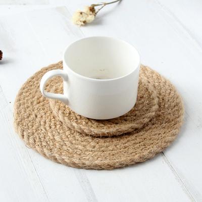 Mantel individual de yute tejido a mano, resistente al calor, para cocina y comedor. Posavasos redondo, alfombrilla aislante gruesa para el hogar y la cocina.