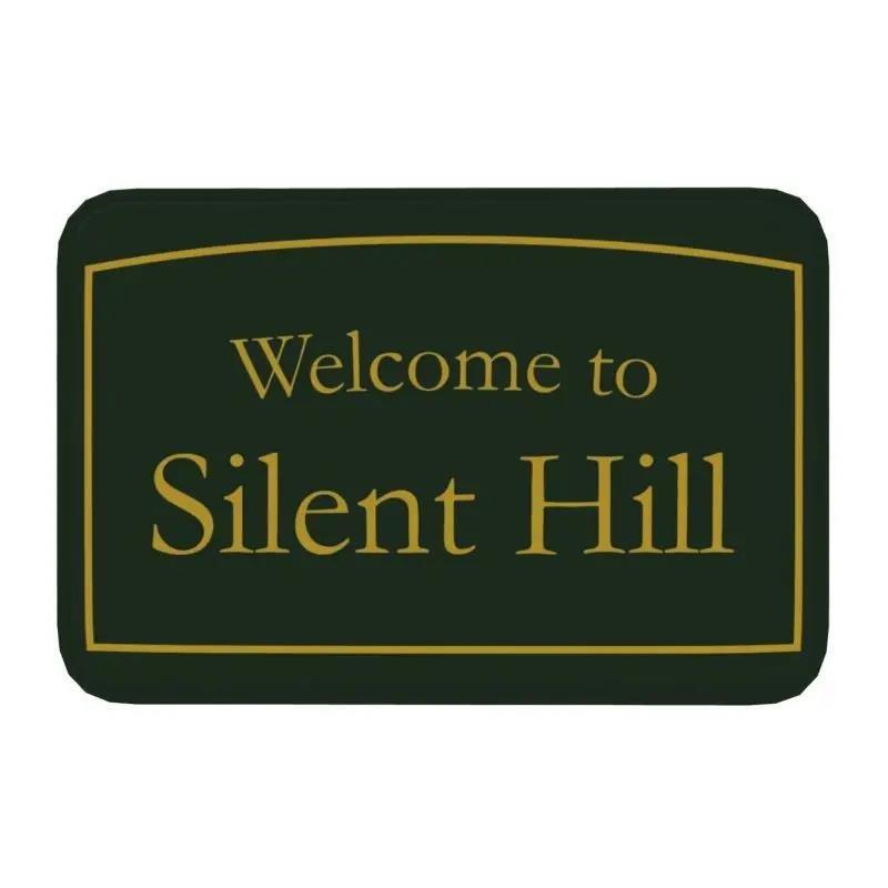 Decoration Green Pattern Mat Welcome To Silent Hill Entrance Door Mat Decor Bedroom Bathroom Carpet Home Anti-Slip Floor Rug 40cm x 60cm