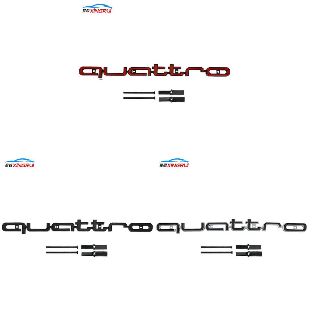 Emblema RS Style Quattro per Cofano Lungo, Distintivo Cromato per Griglia Anteriore, Accessorio Esterno per Auto