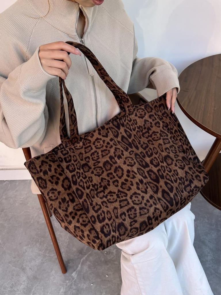 Damen 2025 Tragetasche mit Leopardenmuster: Großes Fassungsvermögen, stilvolle Pendler-Unterarmtasche