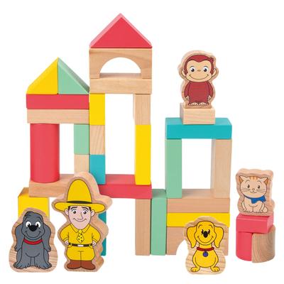 Set Cuburi de Lemn Witthart Curious George, 50 Piese, Galben, VG13