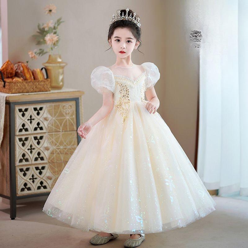 2025 Girls' Princess Flower Girl Dress: Long, High-End Gauze for June 1st Performance or Summer Events