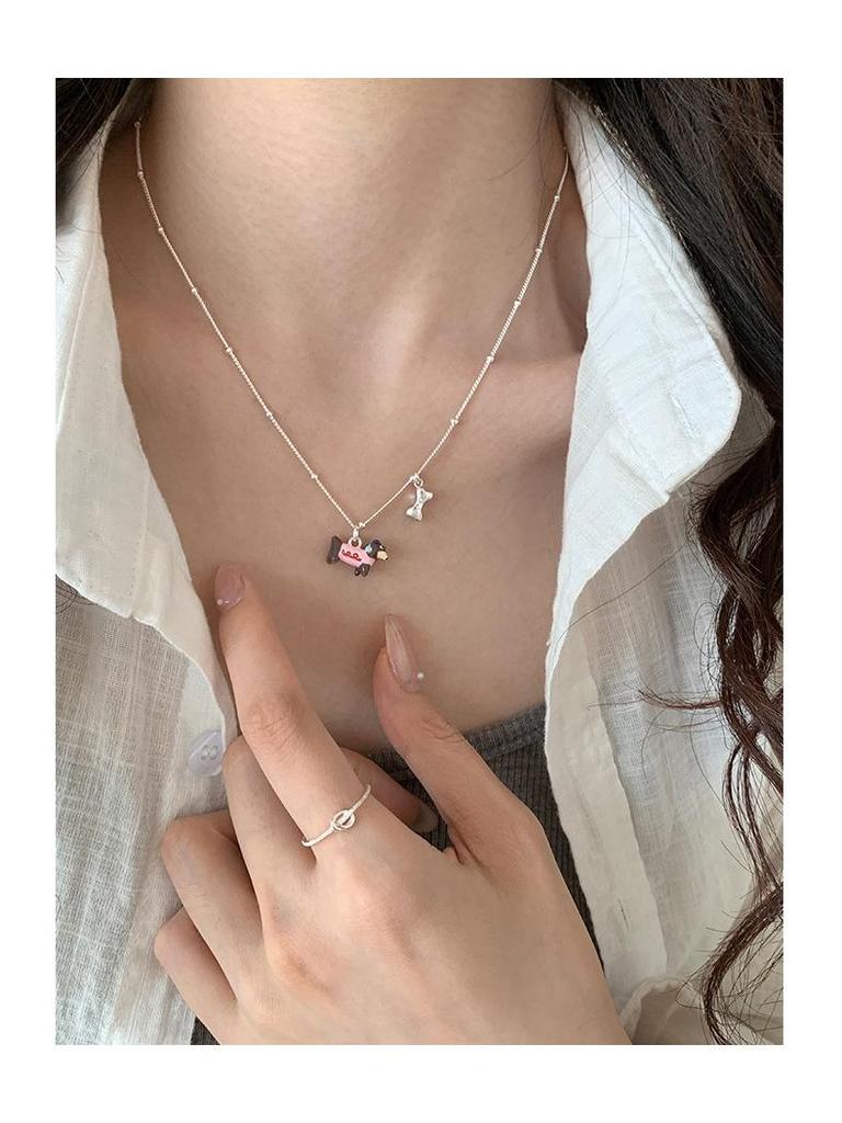 Cute Puppy Collarbone Necklace - Women's Trendy Cartoon Design, Childlike and Versatile Fashion Style