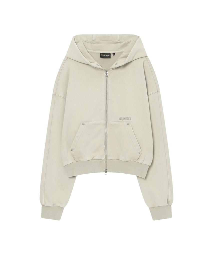 Syupeodeulai Women'S Washed Zip-Up Hoodie Beige Sdfmzaq08Beg