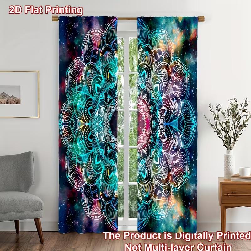 Mandala Print Curtains Suitable Bedroom Living Room Kitchen Decoration Home Window Set Of 2 Made Polyester Sitting Decor