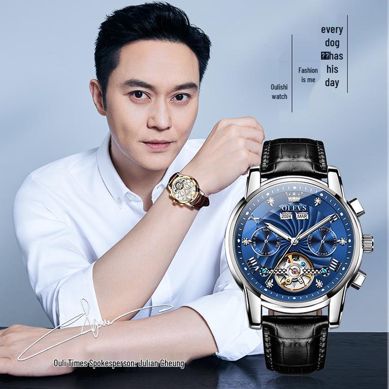 Julian Cheung Endorsed OLEVS Automatic Mechanical Skeletonized Waterproof Men's Watches