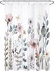 Rustic Floral Black Cat Shower Curtain with Hooks,Botanical Wildflower Butterfly Shower Curtain for Bathroom,Flower Plant Fabric