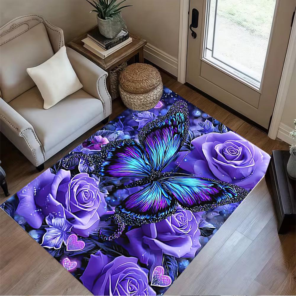 1pc Home Carpet Butterfly Design Non Slip Office Decor Gift Living Room Bedroom