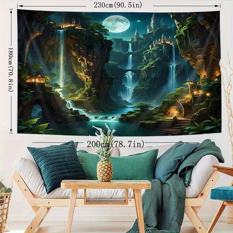 2D Enchanted Castle Tapestry for Bedroom Living Room Fantasy Decor