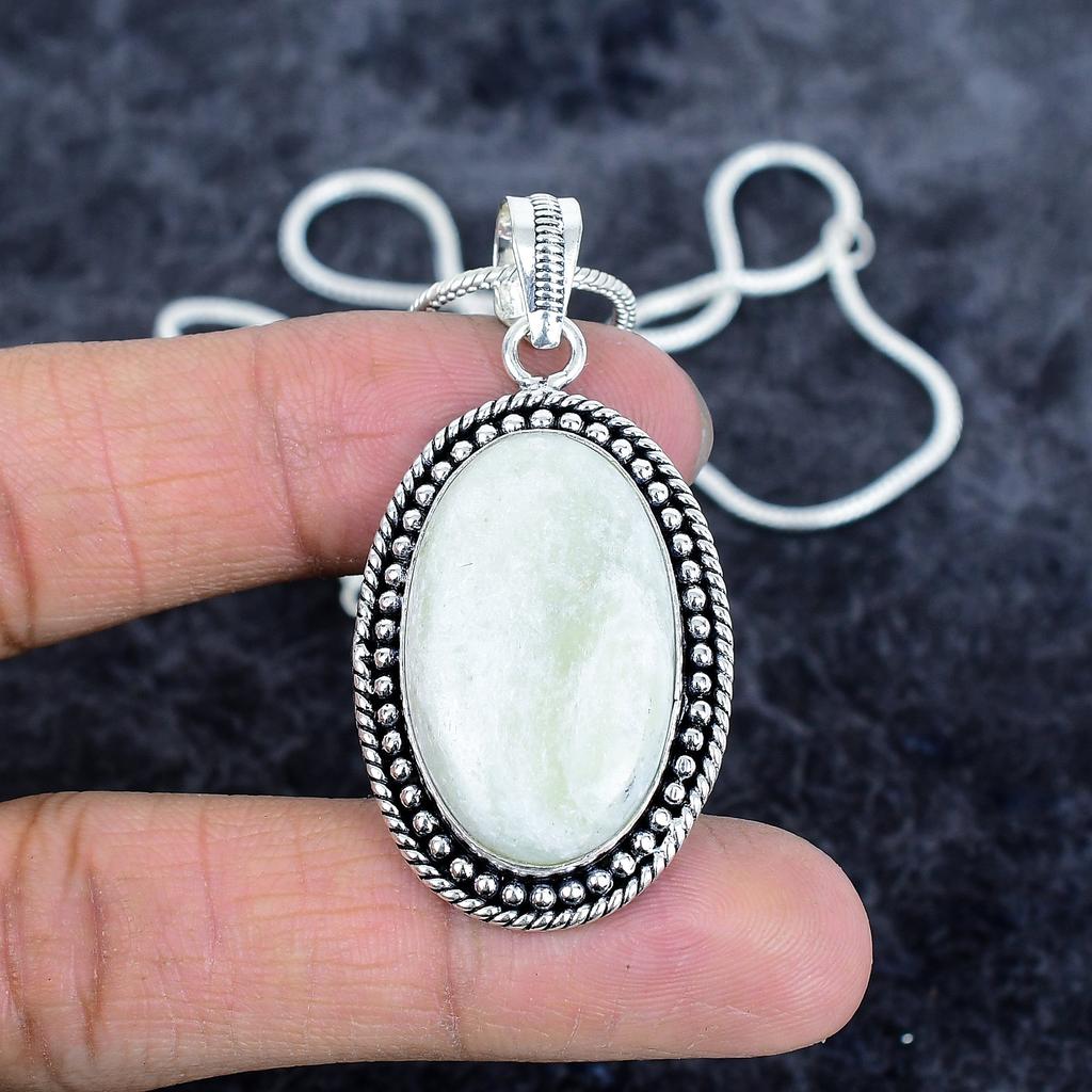 Orange Seraphinite Gemstone 925 Sterling Silver Jewelry Pendant 2.09" M-2972