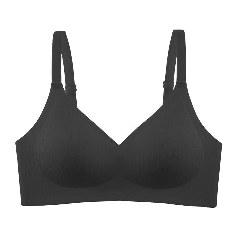 

[Fixed cup mesh yarn] Underwear simple anti-sagging small breasts gather underwear adjustment sexy bra M 34/75 чёрный