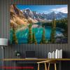 Mountain Lake Scenery Tapestry Nature Landscape Photography Wall Art for Meditation Yoga Studio Calm Serene Environment Design