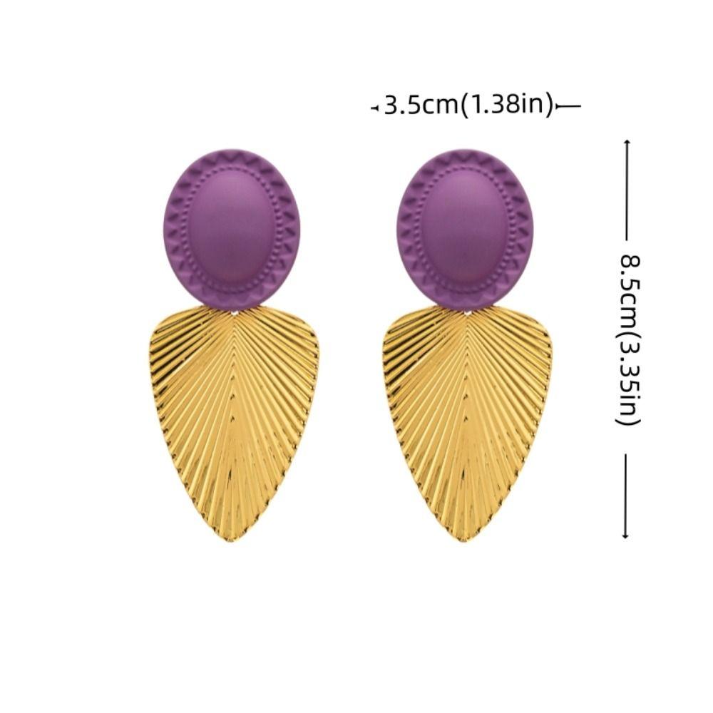 Chic Leaf Pendant Earrings Color Blocking Exaggerated Earrings Unique Vintage Drop Earrings  Party