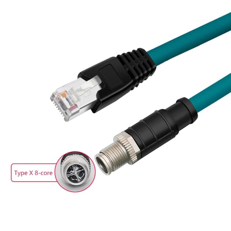 12 X Coded 8Pin Male To RJ45 High Flexible Industrial Ethernet Cable IP67 Flexible PVC Sheath Cable 26AWG Wire