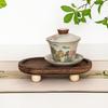 Decorative Wooden Tray Wooden Riser Tray Multi-Functional Round Oval Decorative Tray Pedestal Stand Bathroom Jewelry Counter
