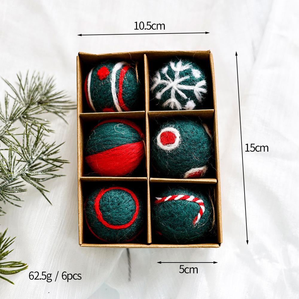 Christmas Ornament Set: Flocked & Painted Hanging Balls In Gift Box for Tree Decoration