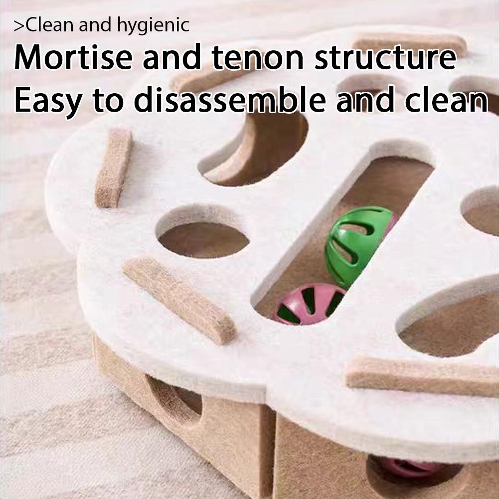 Pet Cat Puzzle Maze Holes Toys Felt Box With Bell Ball Kitten Playing Toys Interactive Funny Cat Supplies