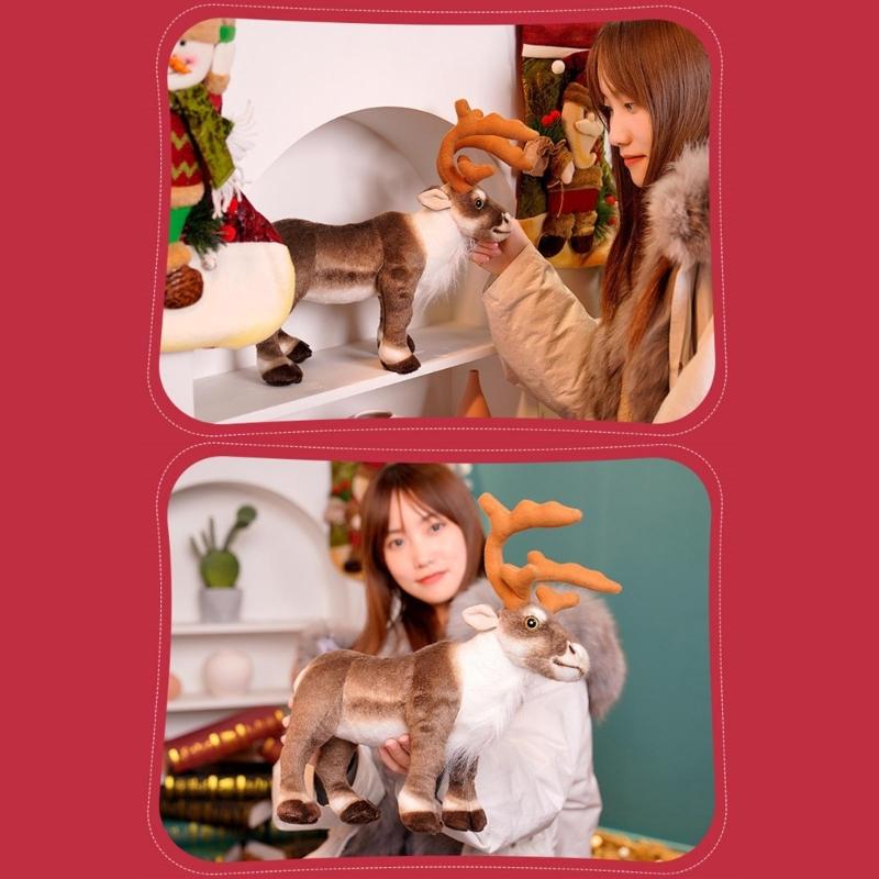 Simulation Deer Doll Plush Toy with Life Like Design Companion Stuffed Animals Toy for Children Christmas Gift Supply