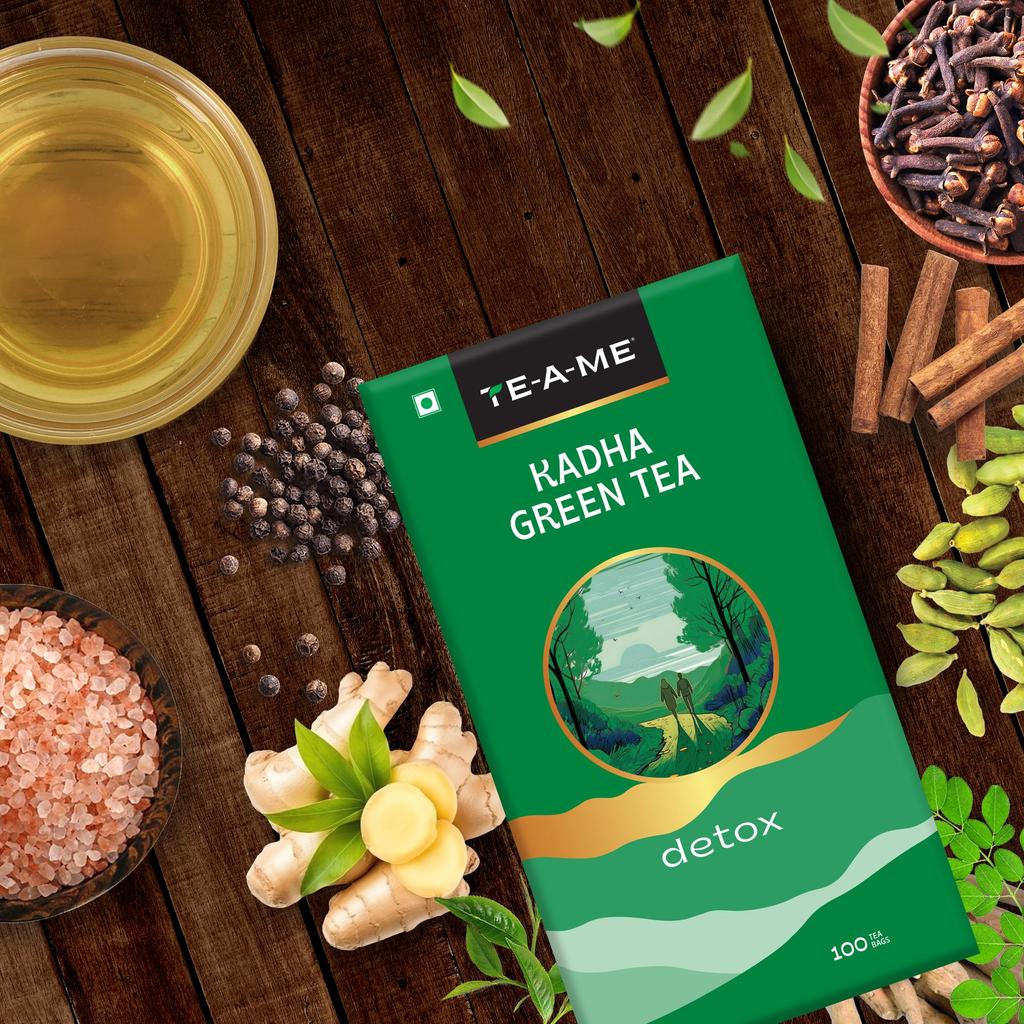 TE-A-ME Detox Kadha Green Tea Bags 100 pcs | Green Tea | Green Tea Bags