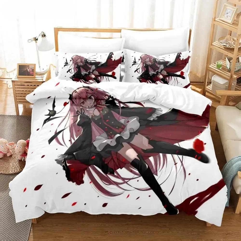 Anime Seraph of the End 3D Pattern Printed Design Bed Cover Kit Cartoon Duvet Covers Pillowcases Full Size Size Bedclothes Decoration Home Use