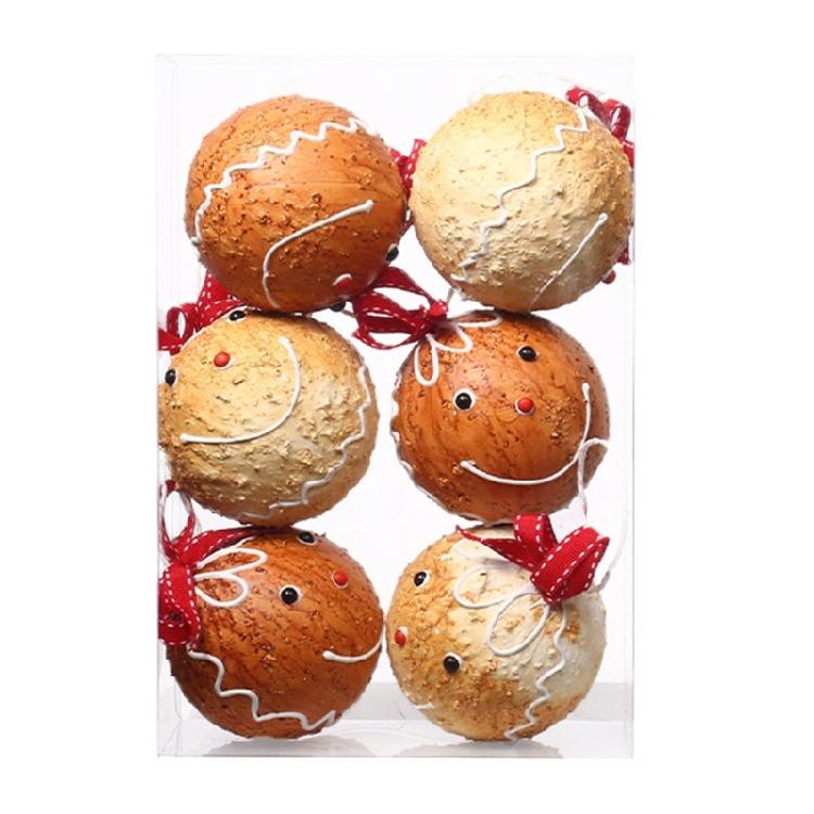 Festival Charm 6 Pieces Christmas Tree Ornament with Elegant Color Gingerbreads Patterned Shatterproof Decoration