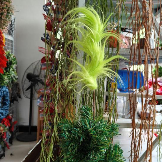 Christmas Green Hair Branch Furry Green Curly Picks Handmade Green Elf Stems