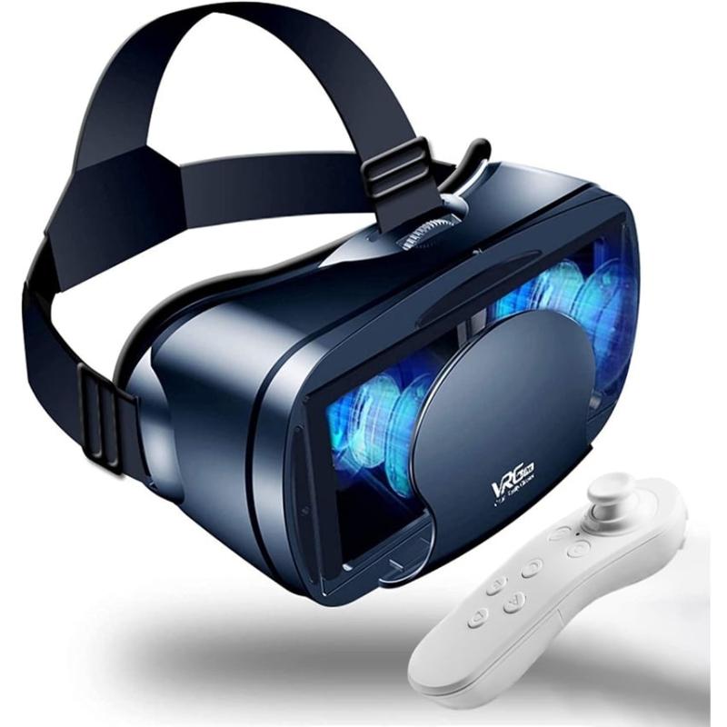 

3D VR glasses with remote control, full-screen visual experience, compatible with 5 to 7-inch smartphones. чорний