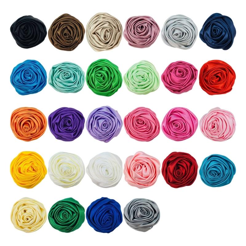

28pcs/lot Soft Small Satins Flowers for Children Headband Hair Clip Diy Headwear Kids Girls Clothes Head Accessories 1