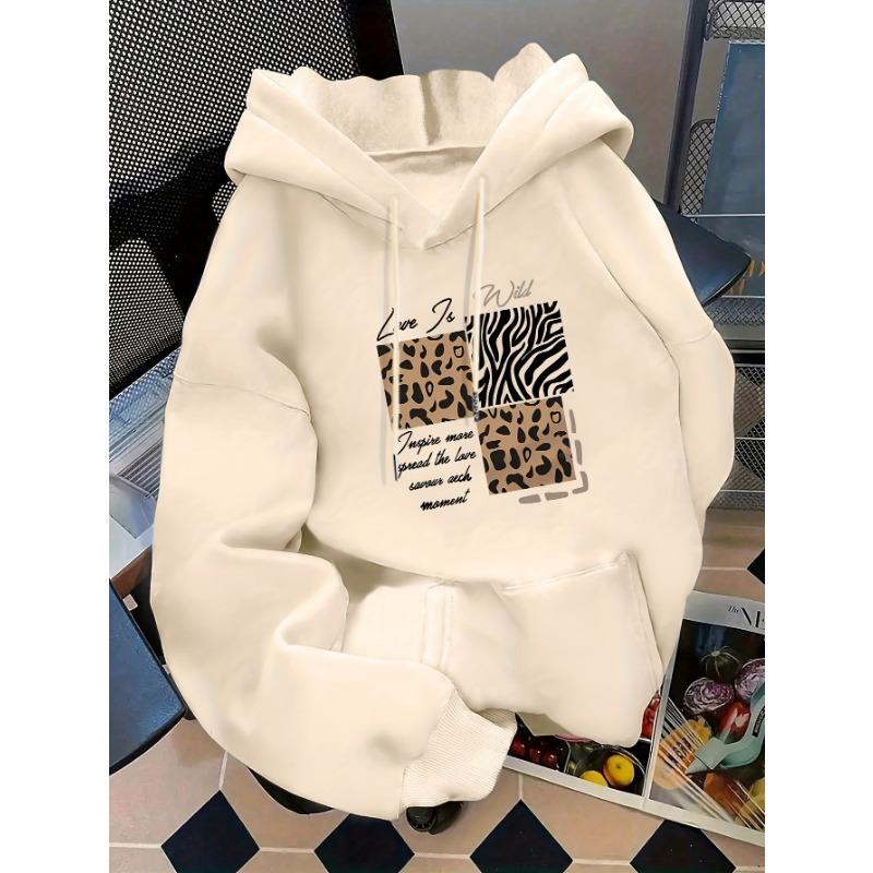 Women's Autumn and Winter Loose Casual Comfortable Letter Printed Thick Long-Sleeved Round Neck Hoodie Pullover
