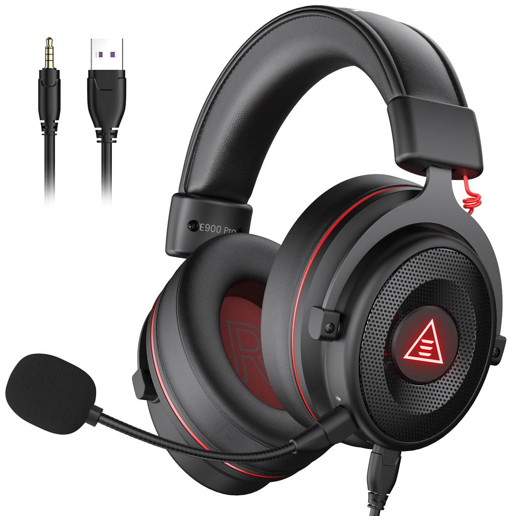 EKSA Gaming Wired with Channel Surround Detachable RGB 50mm Noise High Sound Plug Compatible with and Headset, Microphone, 7.1 Sound, 3.5mm/USB