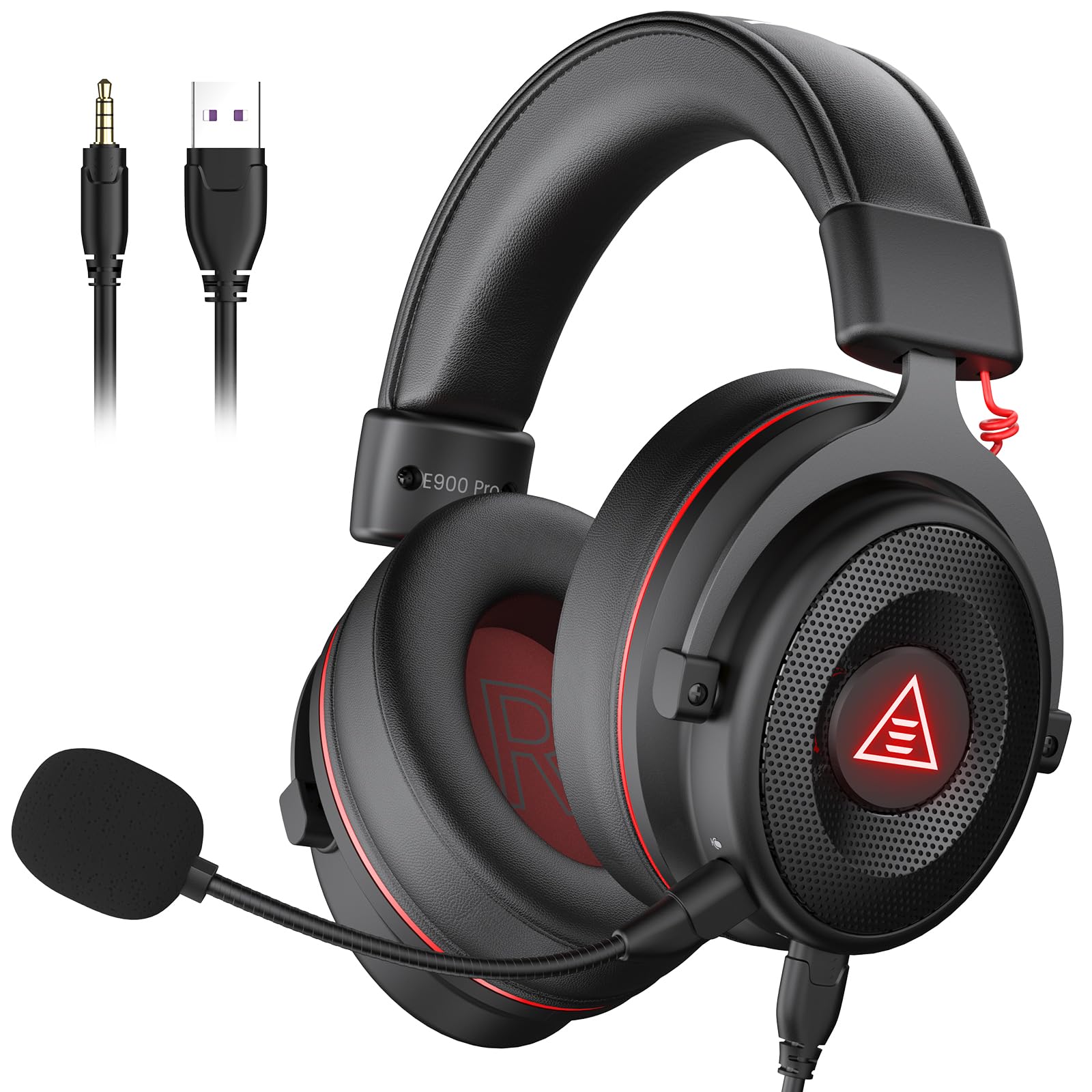 

EKSA Gaming Wired with Channel Surround Detachable RGB 50mm Noise High Sound Plug Compatible with and Headset, Microphone, 7.1 Sound, 3.5mm/USB серый