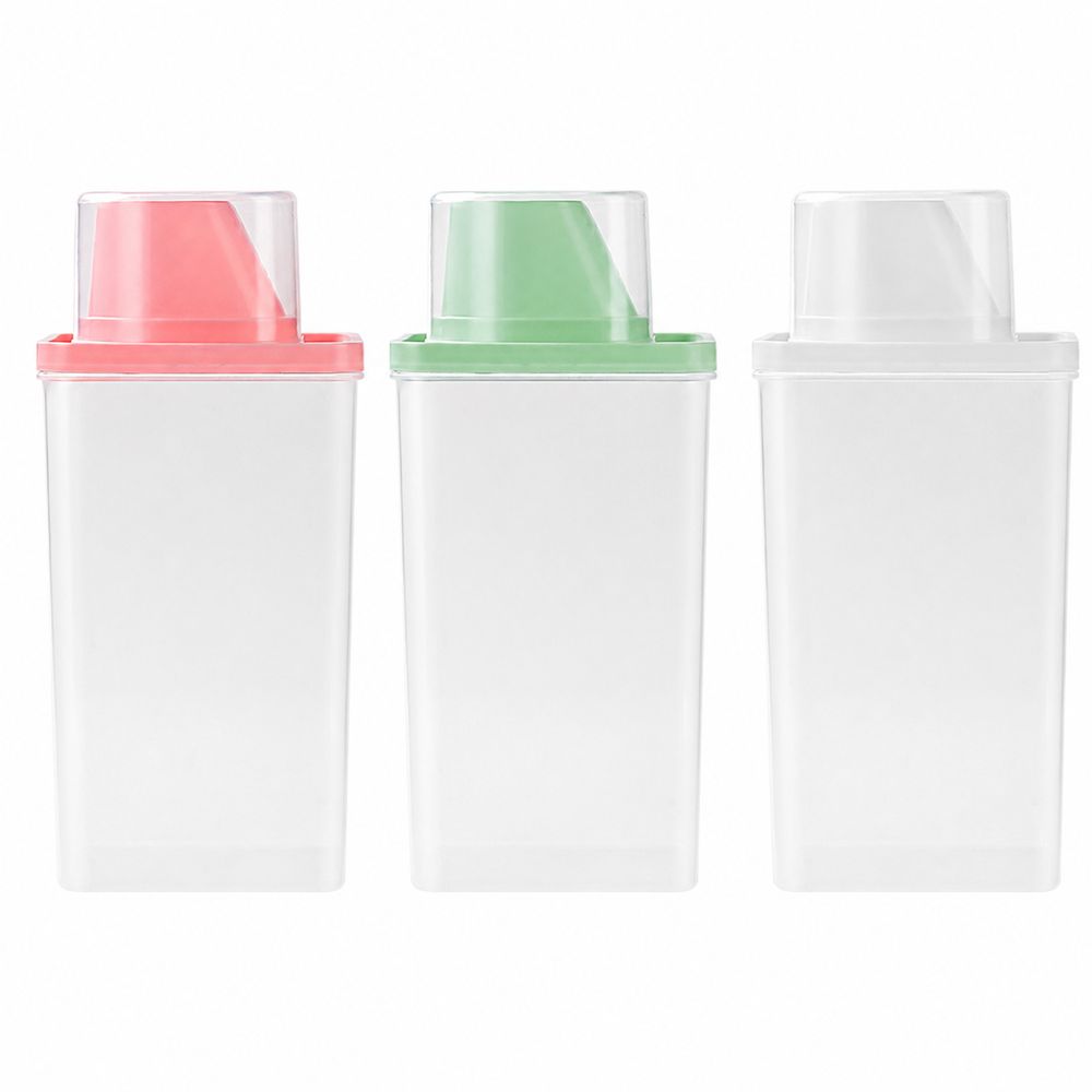 Transparent Washing Powder Storage Box with Measuring Cup Detergent Organizer Box