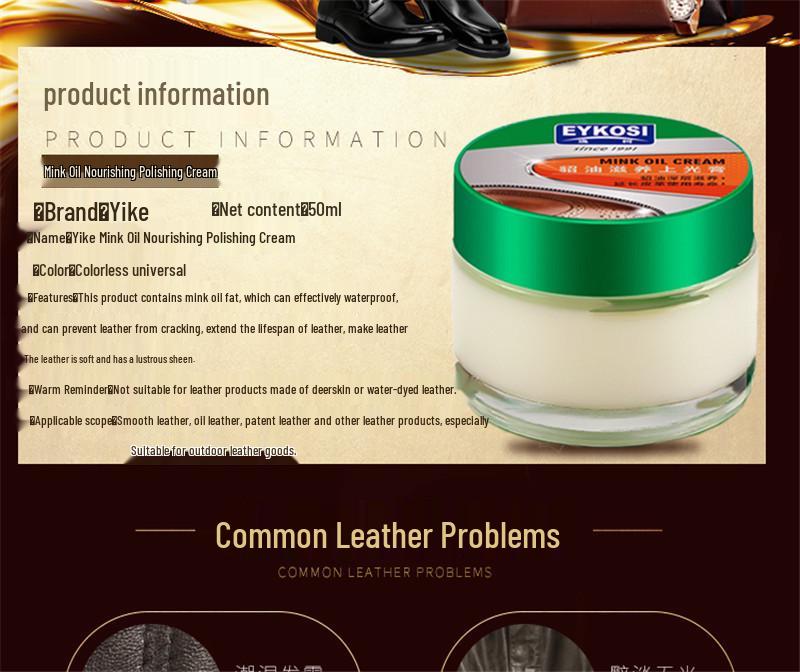 Mink Oil Leather Care: Waterproof Nourishing Polishing Wax for Jackets & Shoes