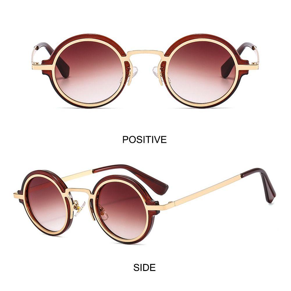 Round Frame Punk Style Sunglasses Hip-Hop Metal and PC Hybrid Frame Sun Glasses  for Women & Men