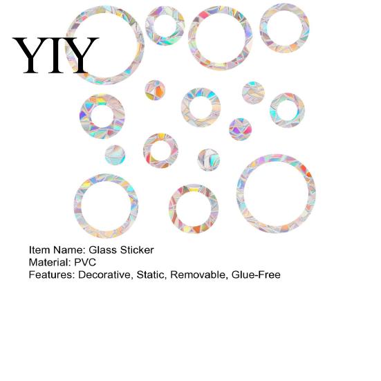 Home Window Decoration 16Pcs Decals to Prevent Bird Strikes, Clings for Birds Circles Style Rainbow Privacy Film Alert Static Glass Reminder Sticker,