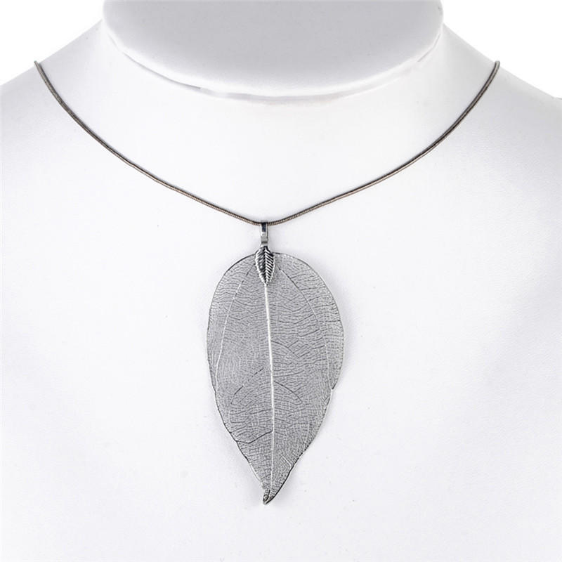Unique Women Jewelry Simple Leaf Sweater Pendant Long Chain Necklace