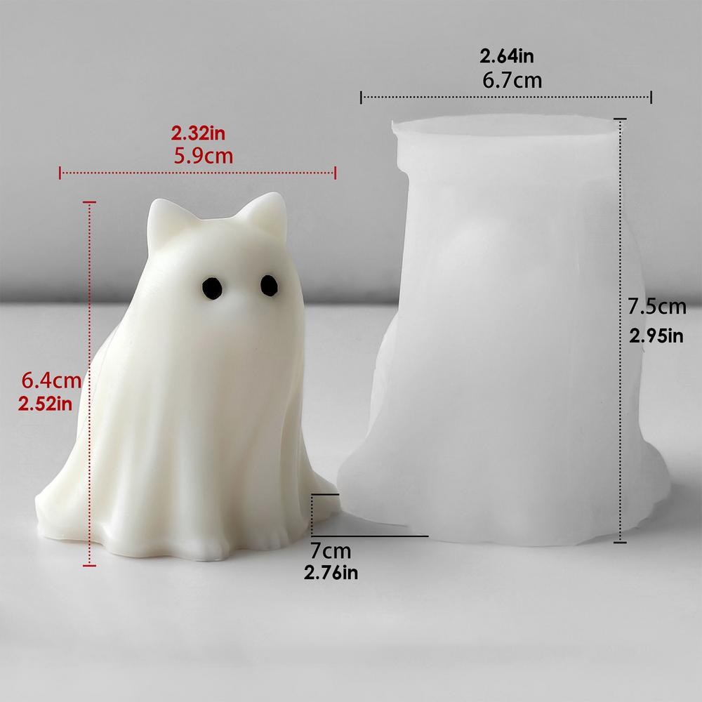 Cute Animal Puppy Kitten Spooky Silicone Mold DIY Ghost Aroma Candle Plaster Decoration Mould Halloween Candle Making Molds