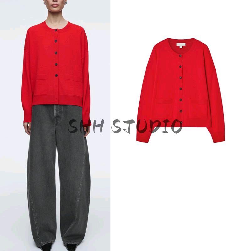 CS Spring New Women's Clothing Idle Style Casual Round Neck Wool Blend Knitting Cardigan 1259543
