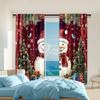 2Pcs Christmas Window Curtain Snowman Xmas Tree Designs With Snowflakes Rod Pocket Polyester Material For Living Room Kitchen