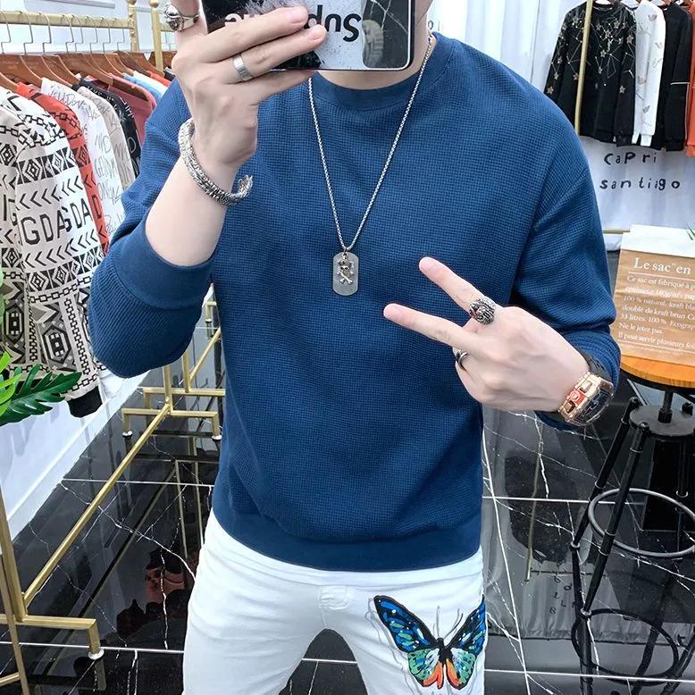 Winter Warm and Comfortable Jacket Simple Top Loose Long-sleeved T-shirt Sweater Men