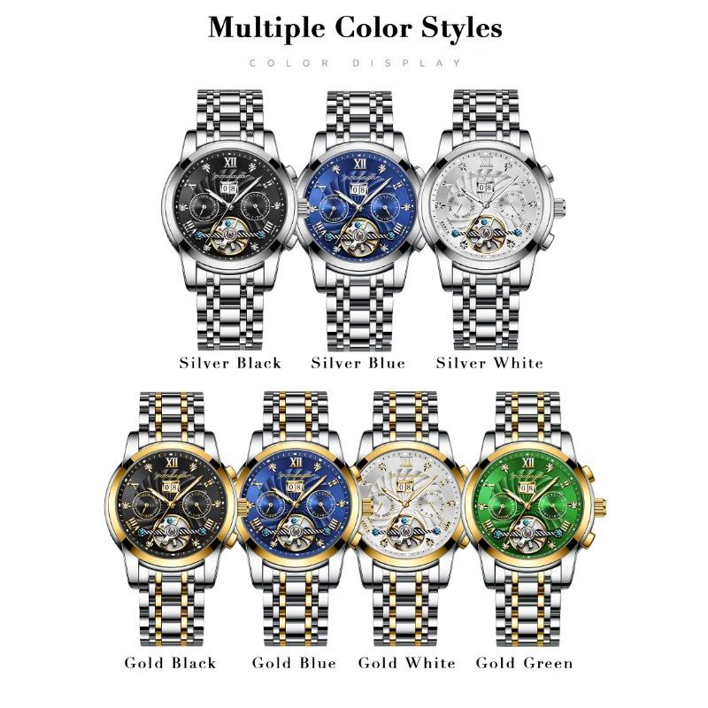 POEDAGAR Orologio da polso meccanico automatico di lusso Acciaio Inossidabile Tourbillon Orologio da uomo Impermeabile Luminoso Orologi da uomo da affari