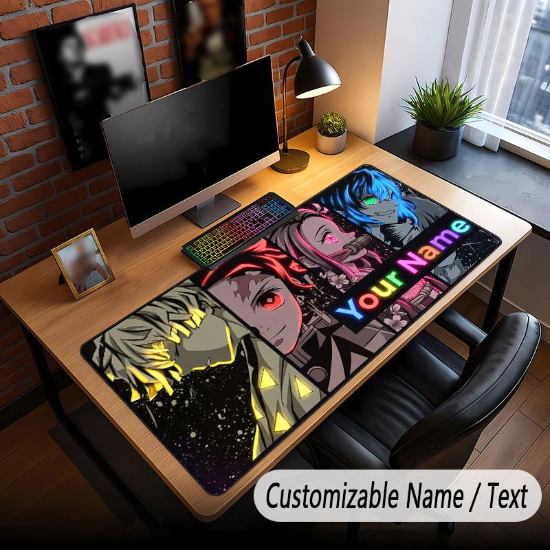 Custom Name Extended Mouse Pad,Demon Slayer Gaming Desk Mat For Home Office Desktop Decor