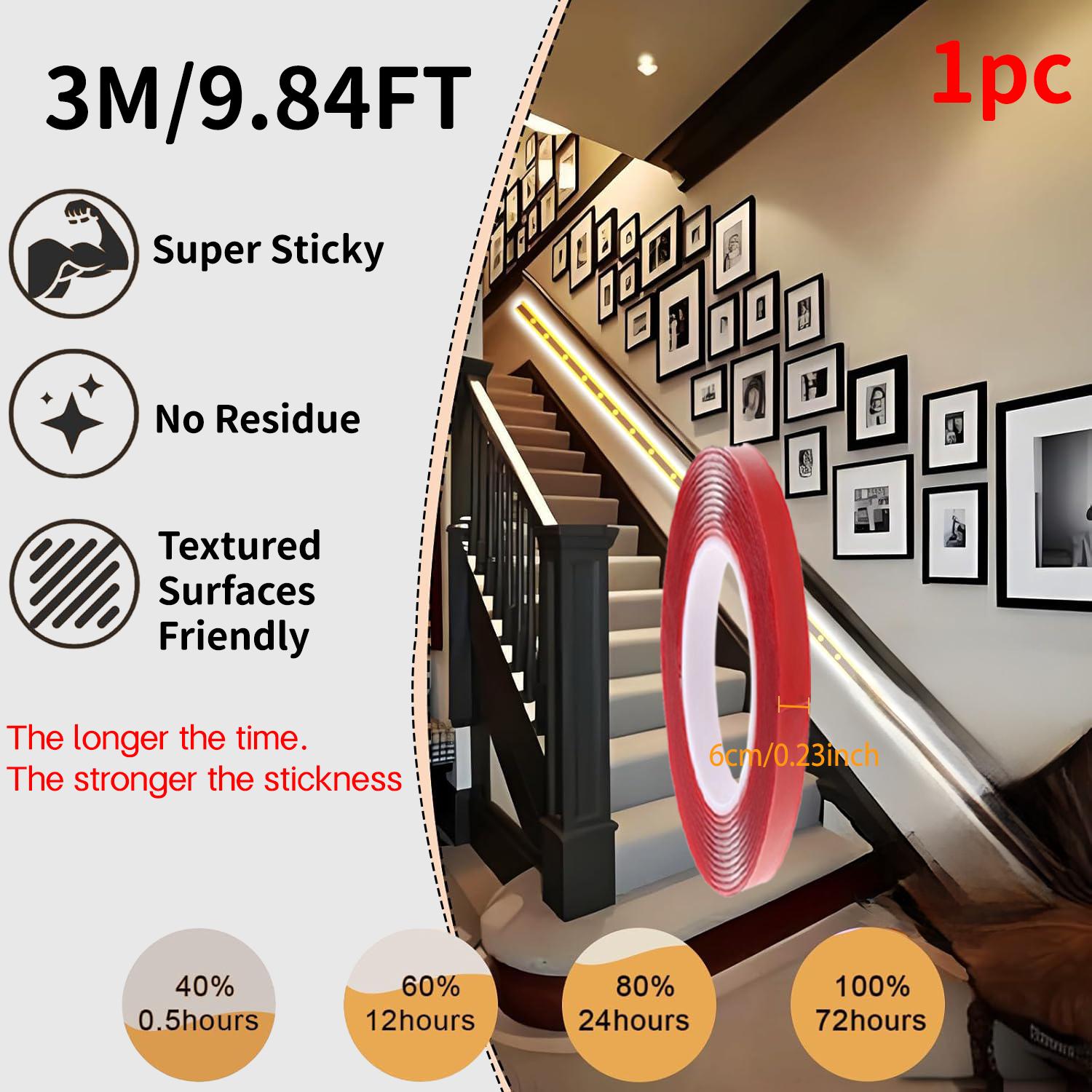 

High-Performance Red Film Double-Sided Tape, 6mm/8mm/10mm, Acrylic, No Trace, Ideal for DIY, Phones, Nails, 3m Length