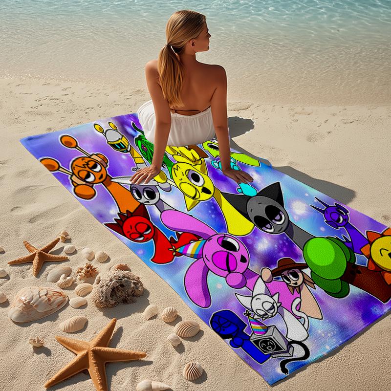 Proof Beach Towel with a Sprunki1 Pattern - Soft,absorbent,quick-drying,machine Washable - Perfect for Swimming,camping,bathing