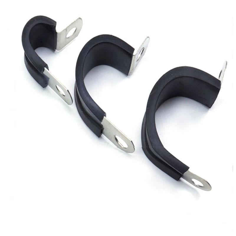 5pcs 304 Stainless Steel Rubber Lined P Clips R-type Pipe Clamp Cable Mounting Hose Pipe Clamp Hose Clamp Fixed Pipe Bracket