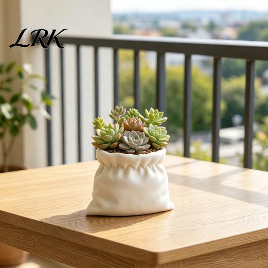 Multi-purpose Flower Pot 3D Printed Succulents Pots, Creative Cloth Bag Shape Pots for Crack-resistant Ornament Indoor Plants, Multi-Purpose