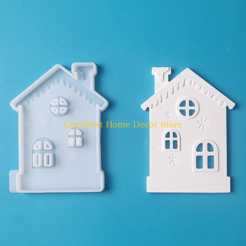 92MF Castle House Candle Holder Castings Molds Resins Moulds Gypsum Clay Molds Candlesticks Silicone Molds Home Decorations