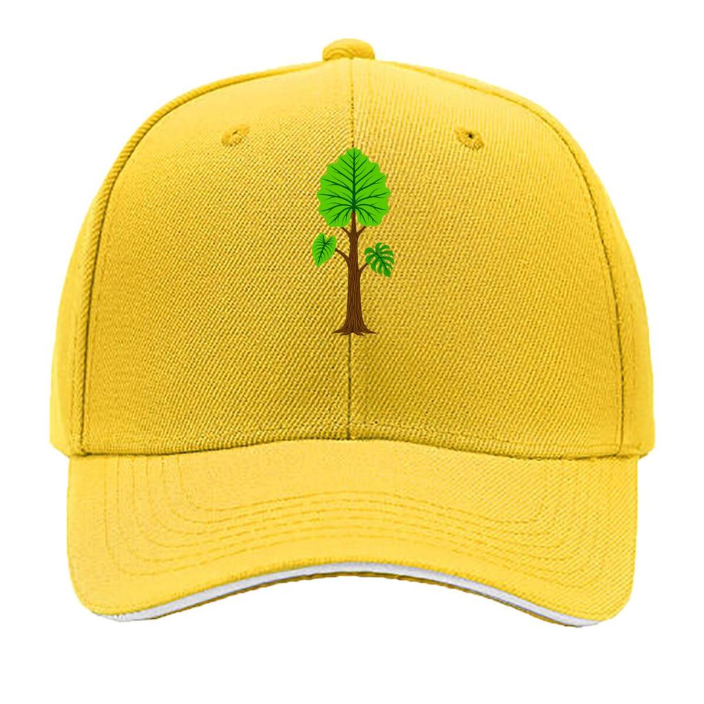 Green Leafy Tree Nature Illustration Hip Hop hat Fashion Outdoor Sports Sandwich Baseball Cap
