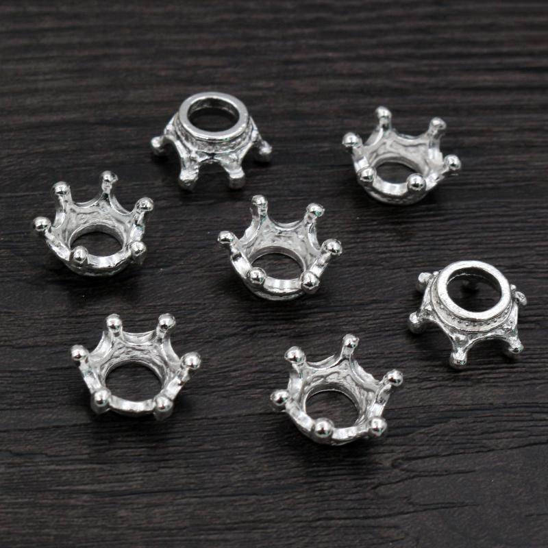 20pcs 14.5x6mm Alloy Loose Spacer Crown Beads Gold Silver Bronze Color Charms Beads for DIY Jewelry Making Bracelet Accessories